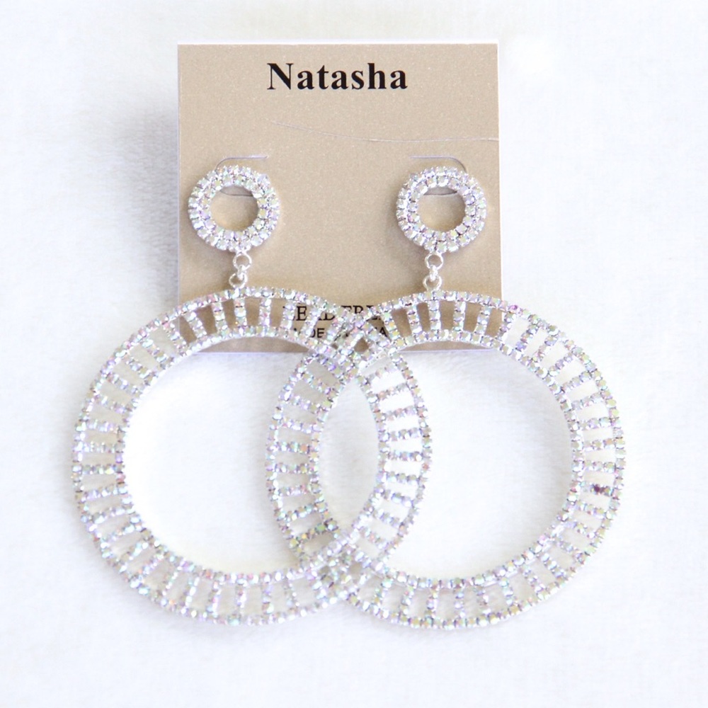 Natasha Statement Rhinestone Hoop Earrings